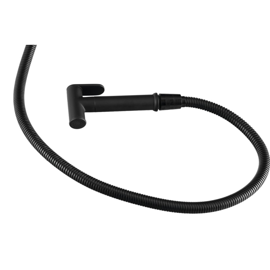 Aqualine - Baterija za bide s tušem za podžbuknu ugradnju mat crna