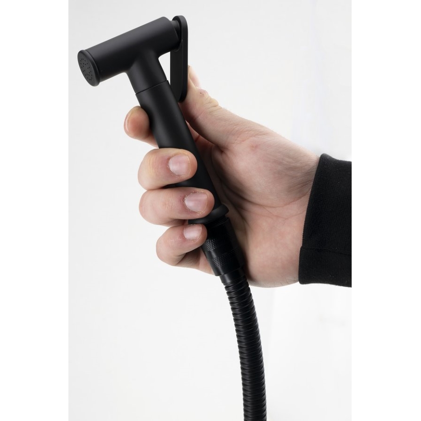 Aqualine - Baterija za bide s tušem za podžbuknu ugradnju mat crna