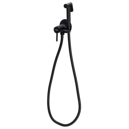 Aqualine - Baterija za bide s tušem za podžbuknu ugradnju mat crna