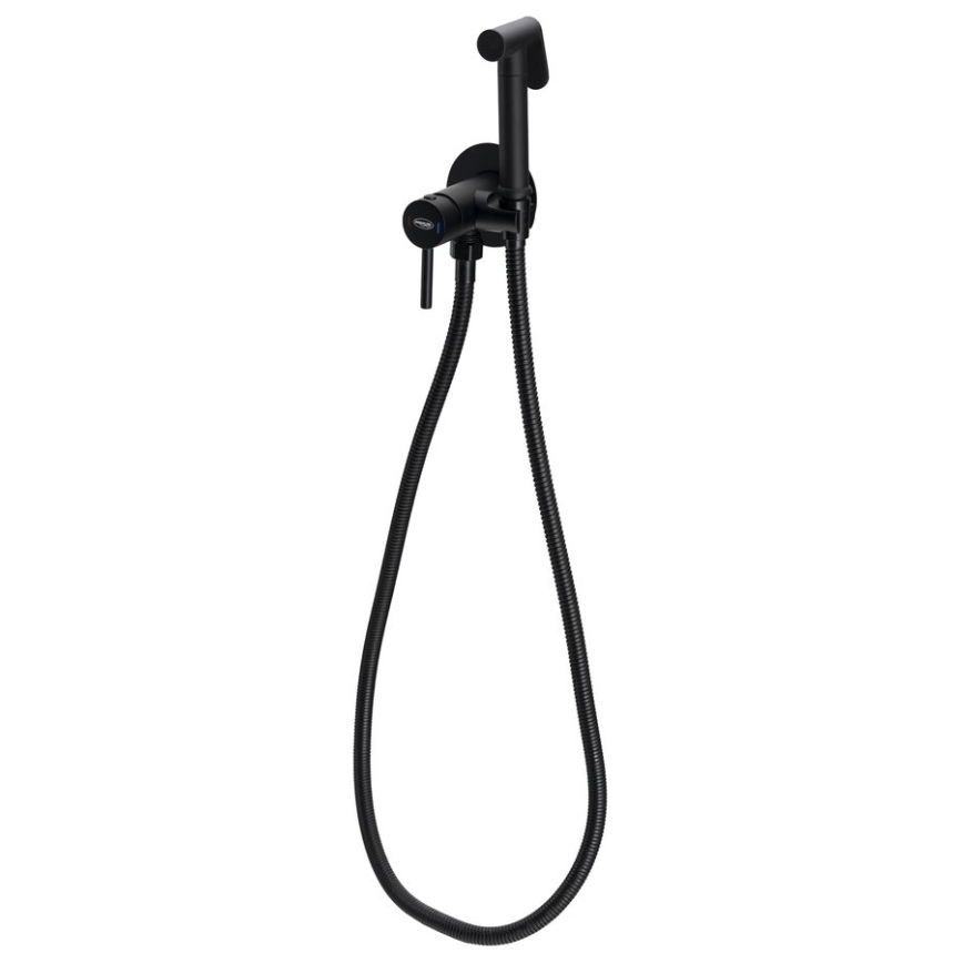 Aqualine - Baterija za bide s tušem za podžbuknu ugradnju mat crna