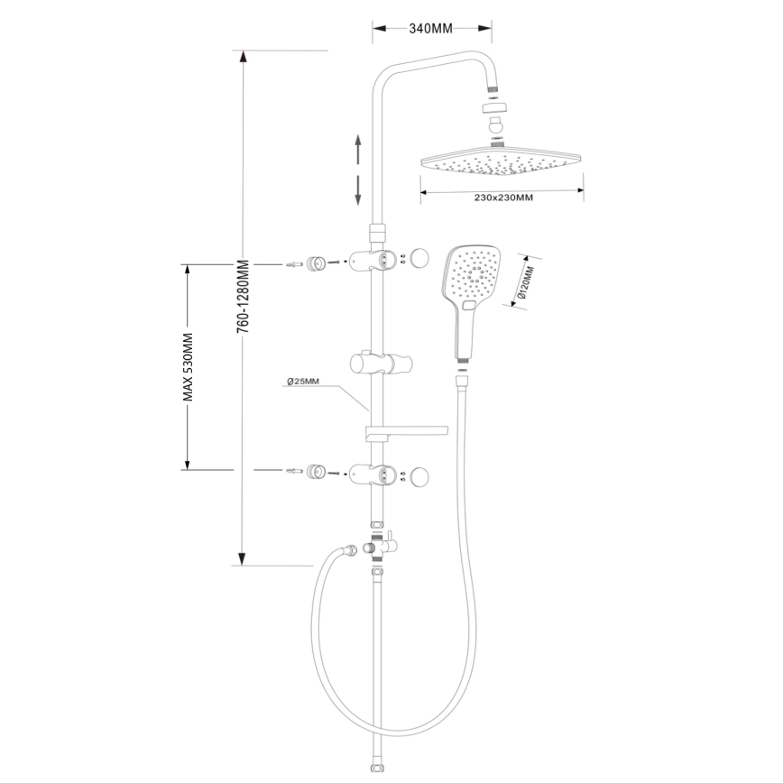 Aqualine - Set za tuširanje KERA sjajni krom