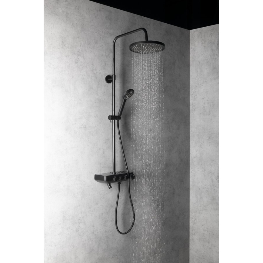 Aqualine - Set za tuširanje s miješalicom i dodatnom mini slavinom FARRAO mat crna
