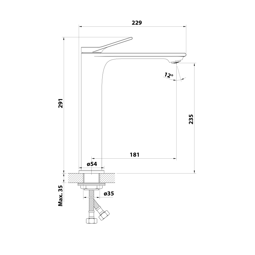 Aqualine - Slavina za umivaonik BOLERO 29 cm sjajni krom