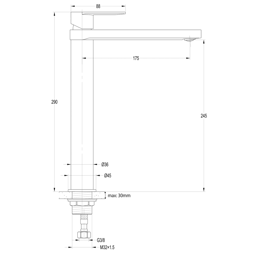 Aqualine - Slavina za umivaonik DAPHNE 29 cm sjajni krom