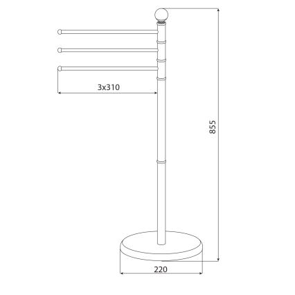 Aqualine - Stalak s vješalicom za ručnike SAMBA 85,5 cm nehrđajući čelik/sjajni krom