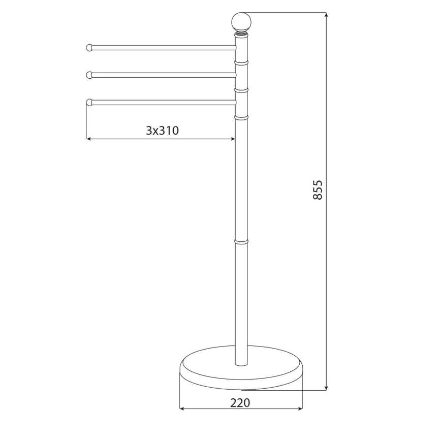 Aqualine - Stalak s vješalicom za ručnike SAMBA 85,5 cm nehrđajući čelik/sjajni krom