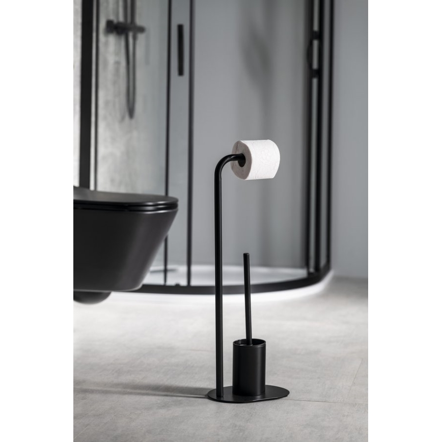 Aqualine - Stalak za toaletni papir i WC četku SAMBA crna
