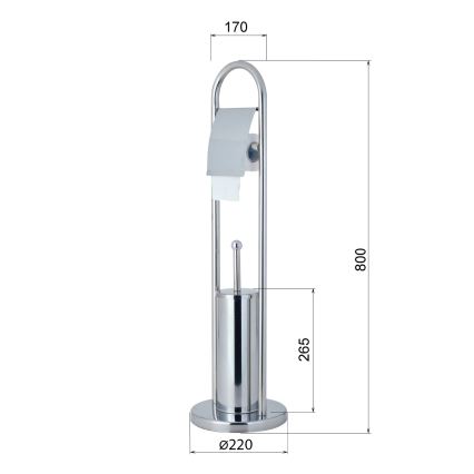 Aqualine - Stojeća WC četka s držačem toaletnog papira SAMBA 80x22 cm sjajni krom