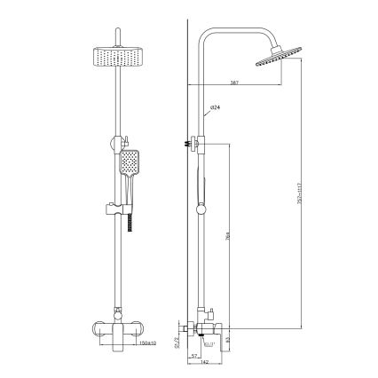 Aqualine - Tuš set s baterijom FACTOR sjajni krom