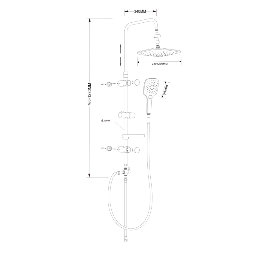 Aqualine - Tuš set KERA mat crna