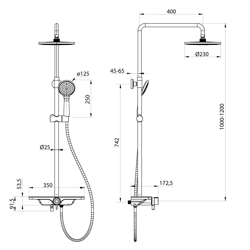 Aqualine - Tuš set s miješalicom ARONA mat crni