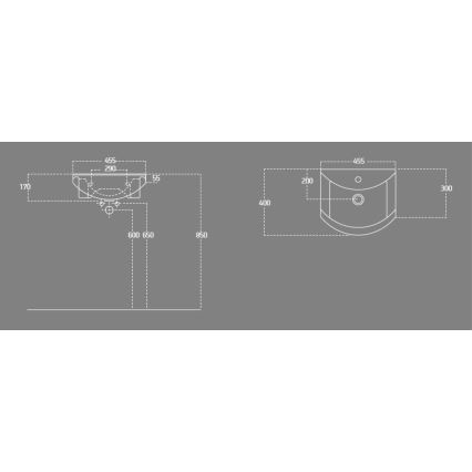 Aqualine - Ugradbeni umivaonik ZERO 45,5x40 cm keramika/bijela