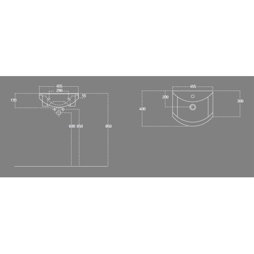 Aqualine - Ugradbeni umivaonik ZERO 45,5x40 cm keramika/bijela