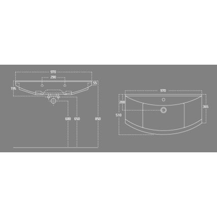 Aqualine - Ugradbeni umivaonik ZERO 97x51 cm keramika/bijela