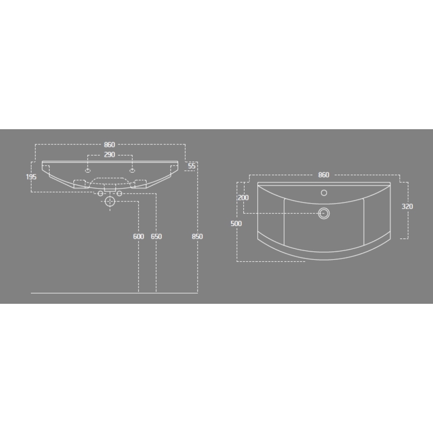 Aqualine - Ugrađeni umivaonik ZERO 86x50 cm keramika/bijela