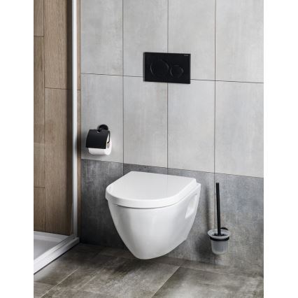 Aqualine - Zidna četka za WC SAMBA mliječno staklo/mat crna