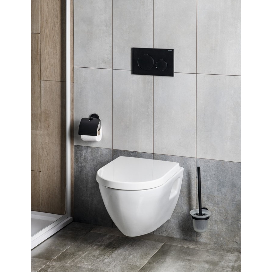 Aqualine - Zidna četka za WC SAMBA mliječno staklo/mat crna
