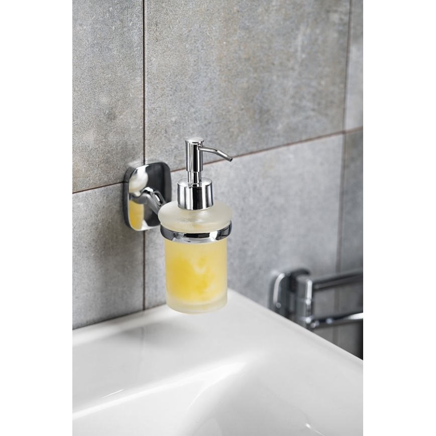 Aqualine - Zidni dozator sapuna RUMBA 160 ml mliječno staklo/sjajni krom