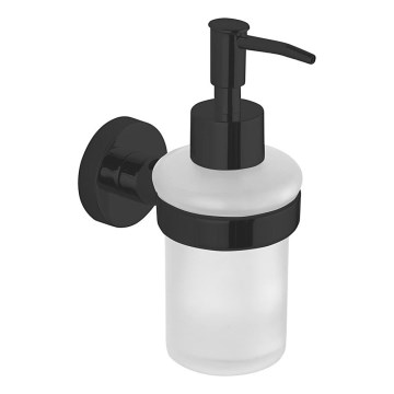 Aqualine - Zidni dozator sapuna SAMBA 150 ml mliječno staklo/mat crna
