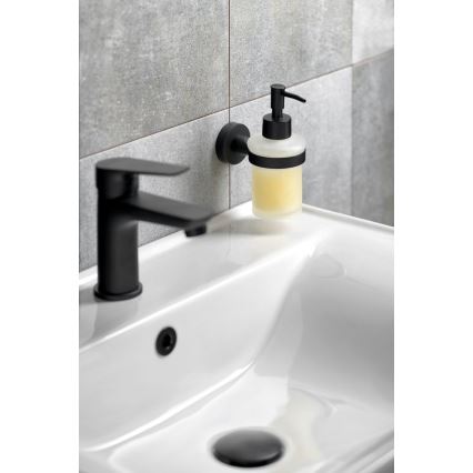 Aqualine - Zidni dozator sapuna SAMBA 150 ml mliječno staklo/mat crna