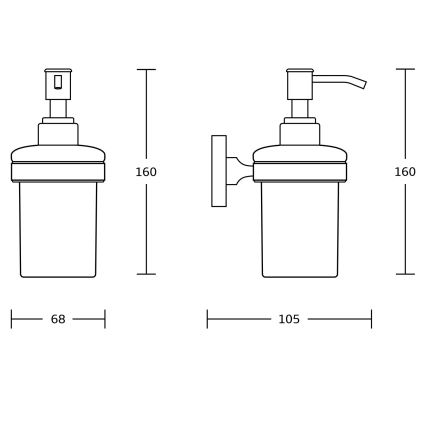 Aqualine - Zidni dozator sapuna SAMBA 150 ml mliječno staklo/mat crna