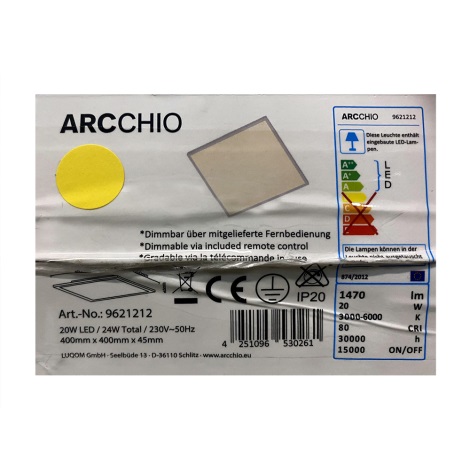 Arcchio - LED Prigušiva stropna svjetiljka PHILIA LED/20W/230V 3000-6000K + daljinski upravljač