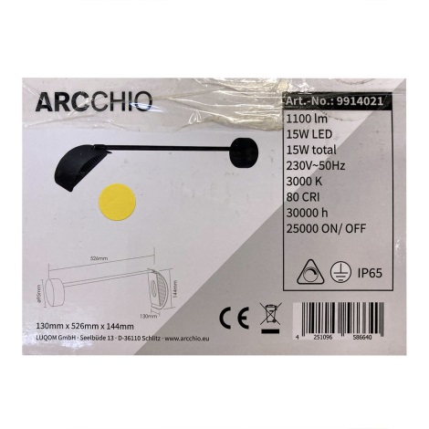 Arcchio - LED Vanjska zidna svjetiljka GRAYSON LED/15W/230V IP65