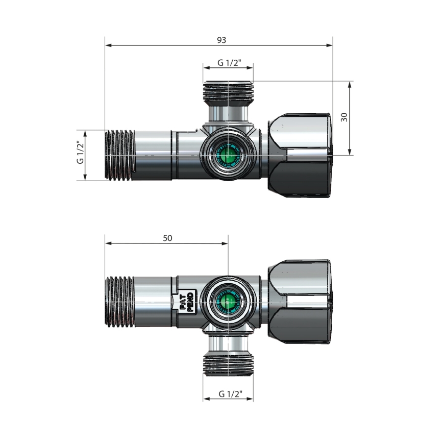 Arco - Kutni kombinirani ventil ARCO sjajni krom
