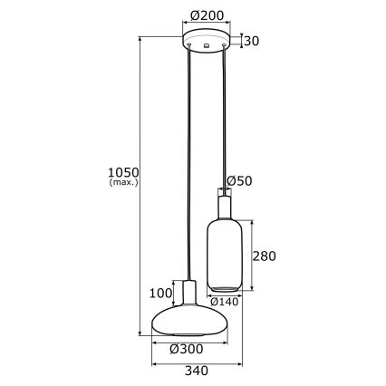 Argon 0896 - Luster na sajli SAGUNTO 2xE27/15W/230V mesing