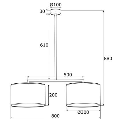 Argon 0898 - Viseći luster KARIN 2xE27/15W/230V mesing/crna