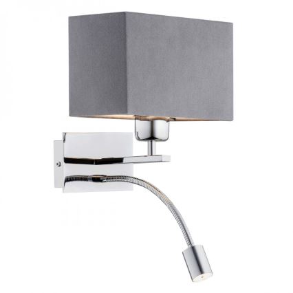 Argon 1053 - LED zidna lampa BILL 1xE27/15W/230V + LED/4,5W siva/sjajni krom