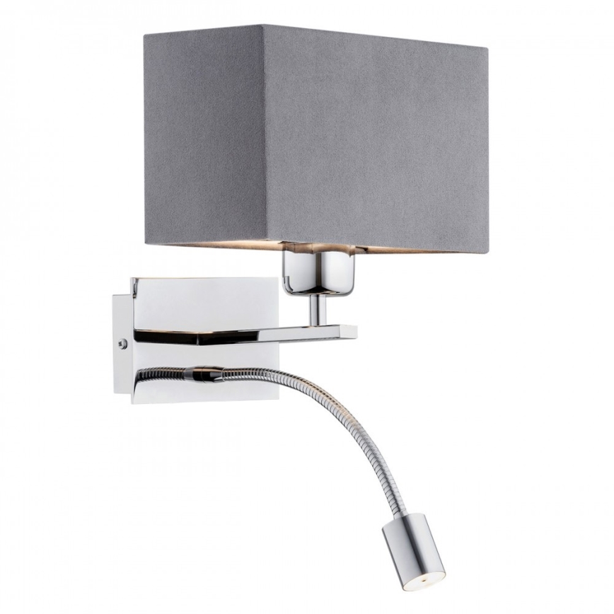 Argon 1053 - LED zidna lampa BILL 1xE27/15W/230V + LED/4,5W siva/sjajni krom