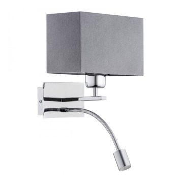 Argon 1053 - LED zidna lampa BILL 1xE27/15W/230V + LED/4,5W siva/sjajni krom