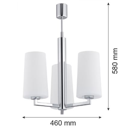 Argon 1224 - Viseći luster CAMELOT 3xE27/15W/230V sjajni krom