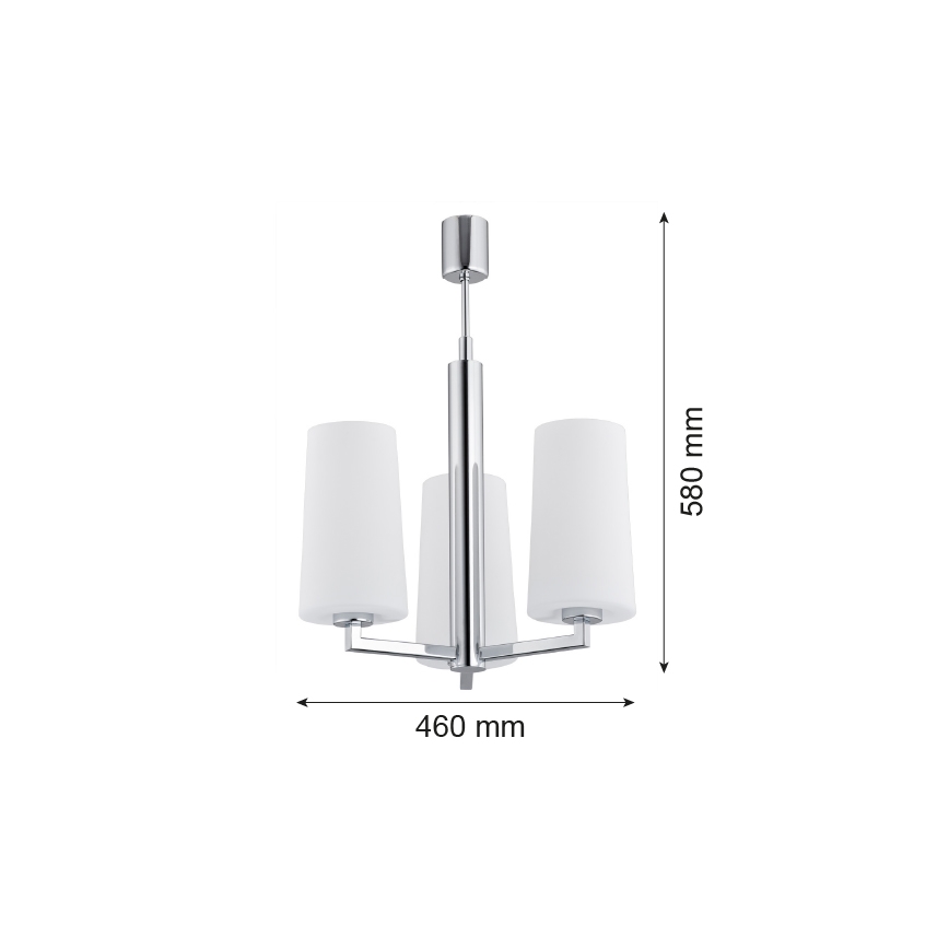 Argon 1224 - Viseći luster CAMELOT 3xE27/15W/230V sjajni krom
