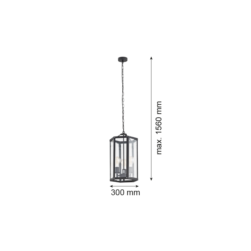 Argon 1253 - Luster na lancu BODRUM 3xE27/15W/230V crna