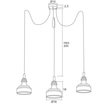 Argon 1354 - LED luster na sajli TULUZA 3xLED/5W/230V