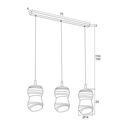 Argon 1366 - LED luster na sajli COMO 3xLED/5W/230V