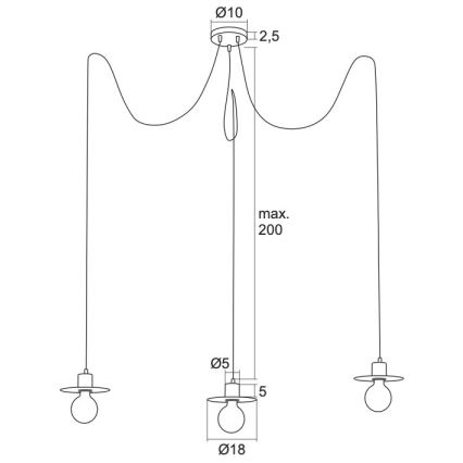 Argon 1377 - Luster na sajli CORSO 3xE27/15W/230V pauk crna
