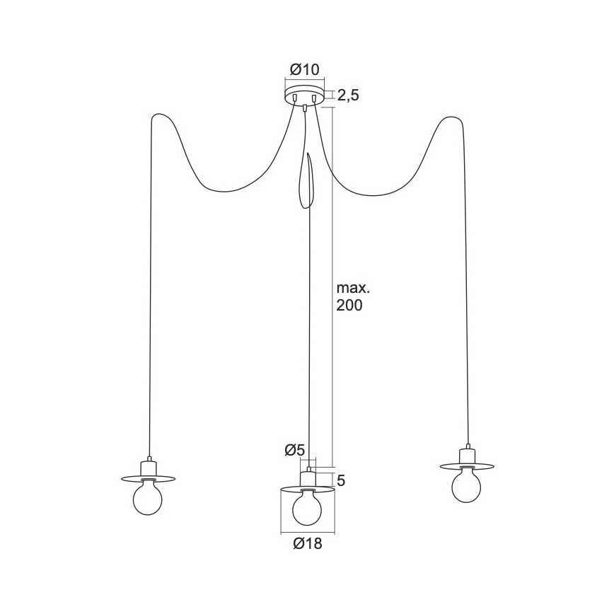 Argon 1377 - Luster na sajli CORSO 3xE27/15W/230V pauk crna