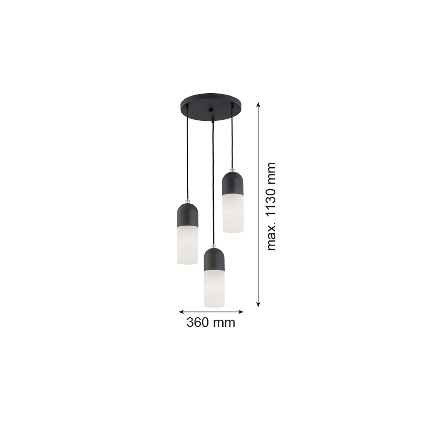Argon 1467 - Luster na sajli BURGOS 3xE27/15W/230V crna