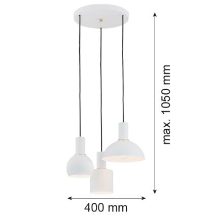 Argon 1468 - Luster na sajli SINES 3xE27/15W/230V bijela