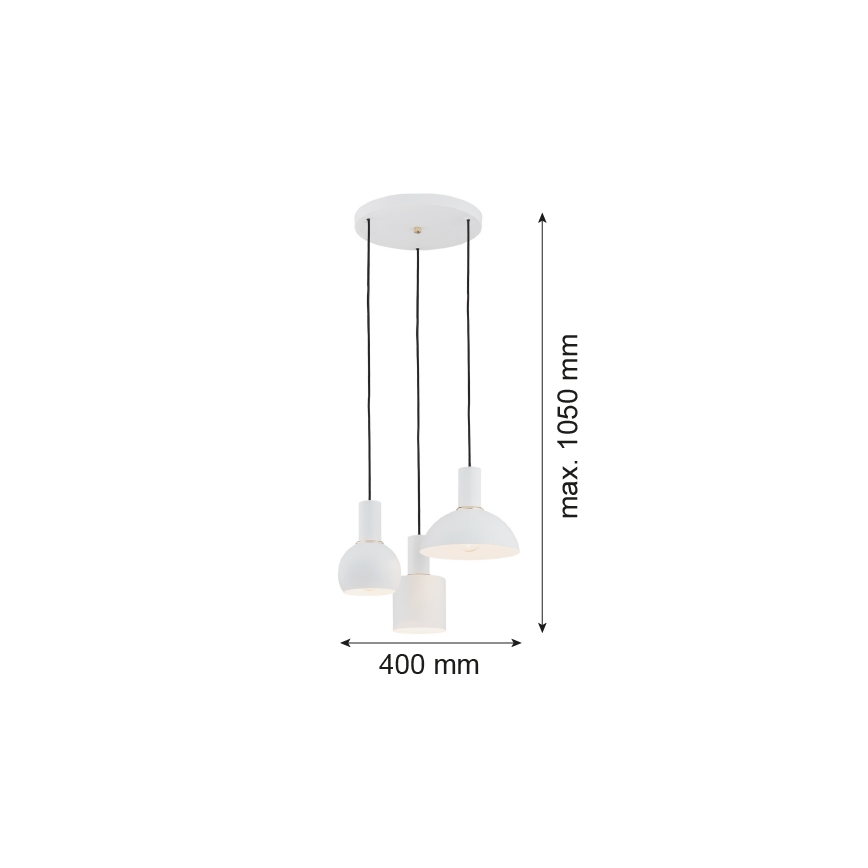 Argon 1468 - Luster na sajli SINES 3xE27/15W/230V bijela