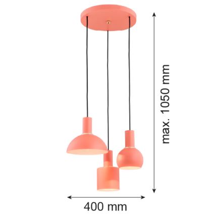 Argon 1469 - Luster na sajli SINES 3xE27/15W/230V narančasta