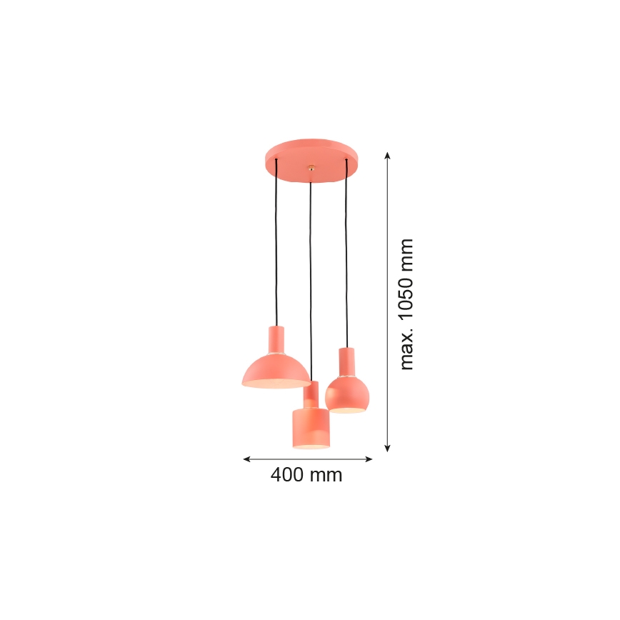 Argon 1469 - Luster na sajli SINES 3xE27/15W/230V narančasta