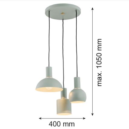 Argon 1470 - Luster na sajli SINES 3xE27/15W/230V zelena