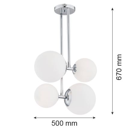 Argon 1646 - Viseći luster ASPEN 4xE27/15W/230V sjajni krom