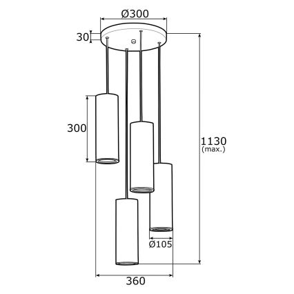 Argon 1693 - Luster na sajli LINEA 4xE27/15W/230V mesing/crna