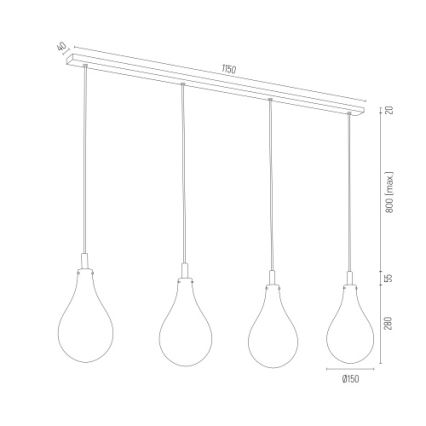 Argon 1740 - Luster na sajli OAKLAND 4xG9/6W/230V