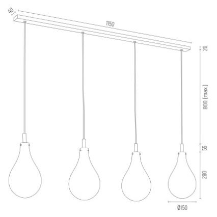 Argon 1741 - Luster na sajli OAKLAND 4xG9/6W/230V